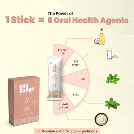 Bug Buddy Oral Health | Oral Probiotic - Fights Mouth Odour/Tooth Decay & Halitosis | 30 Days Pack