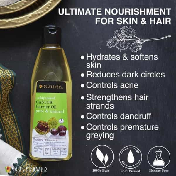 Soulflower Coldpressed Castor Oil For Hair & Skin 225Ml