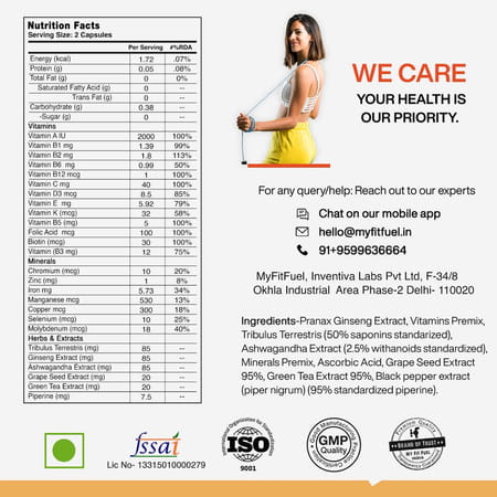 Myfitfuel Advance Daily 26 Men Multivitamin, Minerals, Herbs, Extracts & Piperine 95%), 120 Capsules