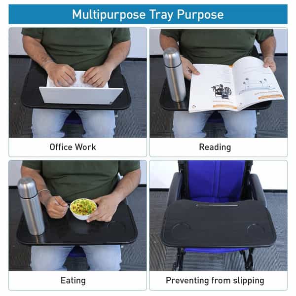 Everactiv Economy Wheelchair | Multipurpose Tray | Blue