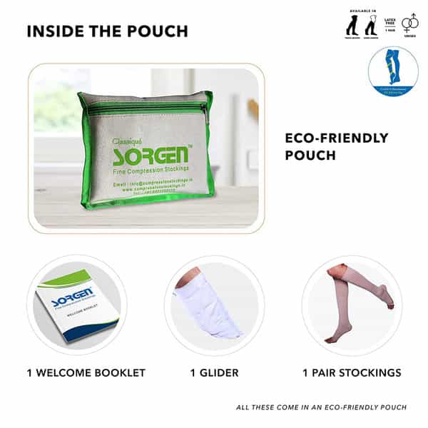 Sorgen Classique (Lycra)Medical Compression Stockings For Varicose Veins Class 2 Knee Length-Xxlarge