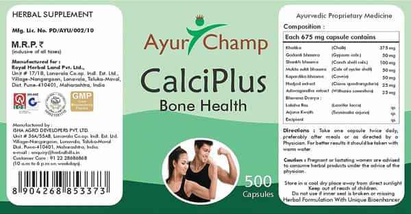 Ayur Champ Calciplus - 500 Capsules Pack Of 2