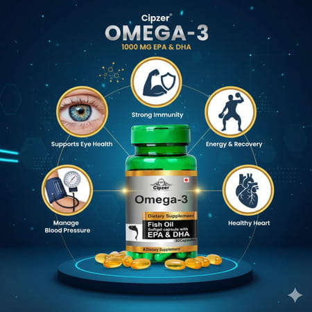 Cipzer Omega-3 Fish Oil Softgel 30 Capsules | Supports Heart Health & Wellness
