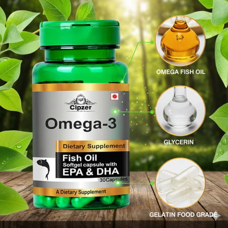 Cipzer Omega-3 Fish Oil Softgel 30 Capsules | Supports Heart Health & Wellness