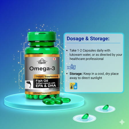 Cipzer Omega-3 Fish Oil Softgel 30 Capsules | Supports Heart Health & Wellness