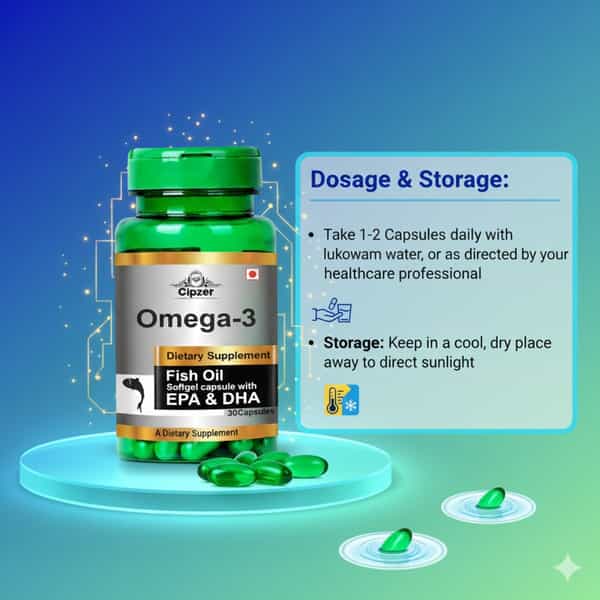Cipzer Omega-3 Fish Oil Softgel 30 Capsules | Supports Heart Health & Wellness