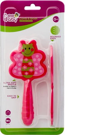 Beebaby Soft Brush And Comb Set For Newborn Babies Butterfly Shape. (pink)