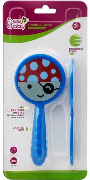 Beebaby Soft Brush And Comb Set For Newborn Babies Round Shape (Blue)