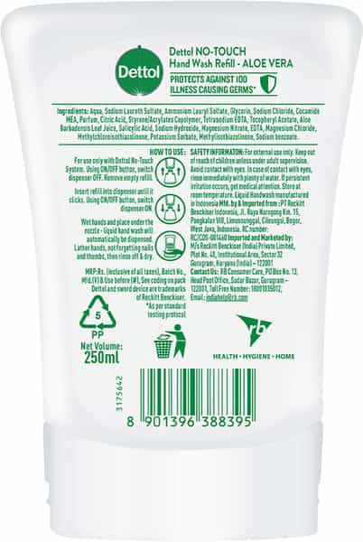 Dettol No Touch Aloe Vera Handwash Refill 250Ml