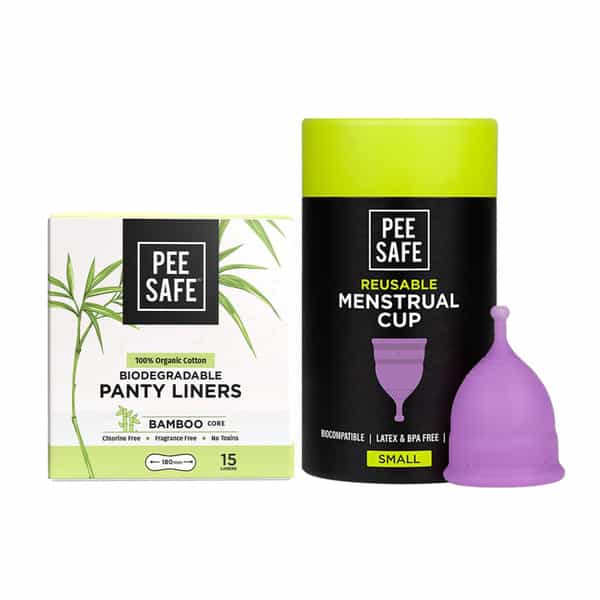 Pee Safe Menstrual Cup (Extra Small) & Bio Panty Liners | Extra Comfort & Long Lasting Protection