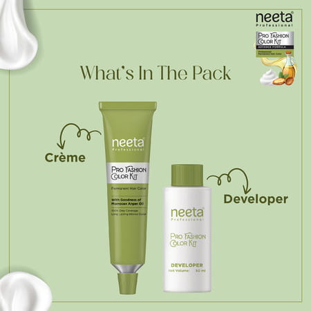 Neeta Professional Pro Fashion Color Kit 1.0 Natural Black 100g | Permanent Creme Hair Color