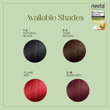Neeta Professional Pro Fashion Color Kit 1.0 Natural Black 100g | Permanent Creme Hair Color