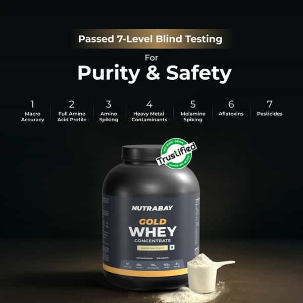Nutrabay Gold 100% Whey Protein Concentrate Vanilla Ice Cream - 2Kg