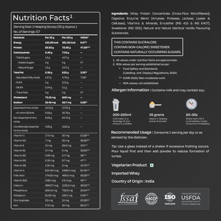 Nutrabay Gold 100% Whey Protein Concentrate Vanilla Ice Cream - 2kg