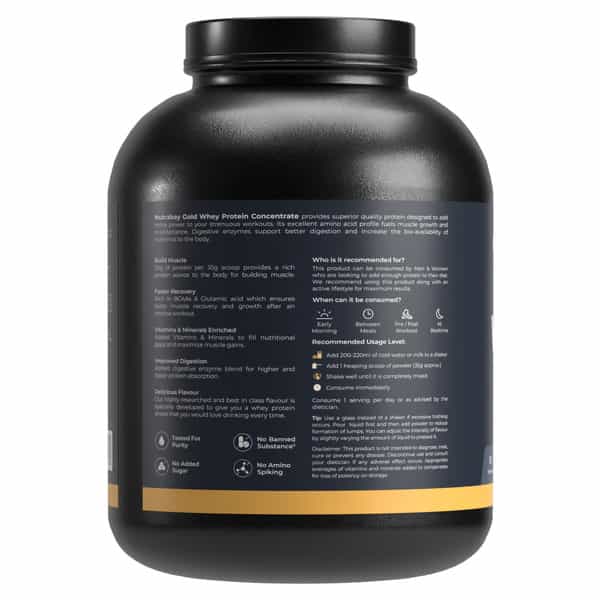 Nutrabay Gold 100% Whey Protein Concentrate Vanilla Ice Cream - 2Kg
