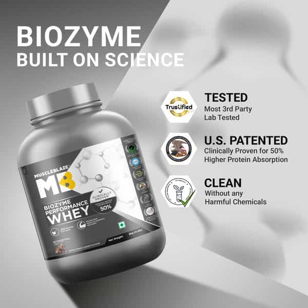 Muscleblaze Biozyme Performance Whey Protein Powder | Rocky Road Fudge (2Kg) | 25G Protein Per Scoop