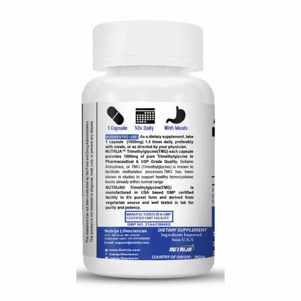 Nutrija-Trimethylglycine (Tmg) 1000Mg - 120 Capsules