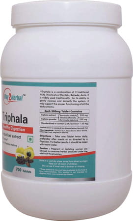 Way2herbal Triphala Tablets Healthy Digestion 500mg - 700 Tablets Value Pack