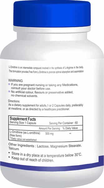 Healthvit L-Ornithine 500 Mg - 60 Capsules