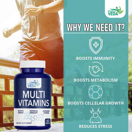 Fitness Veda Multivitamin Tablet For Men Women | With Vitamin C | Zinc | Vitamin D3