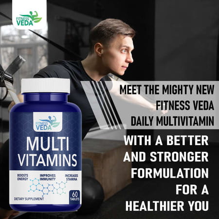 Fitness Veda Multivitamin Tablet For Men Women | With Vitamin C | Zinc | Vitamin D3