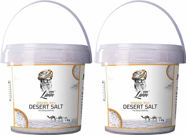 Lunn Combo Of Natural Fine Grain Desert Salt | Pack Of 2 (1 Kg Each)