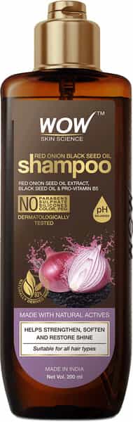 Wow Skin Science Red Onion Black Seed Oil Shampoo Bottle - 200Ml