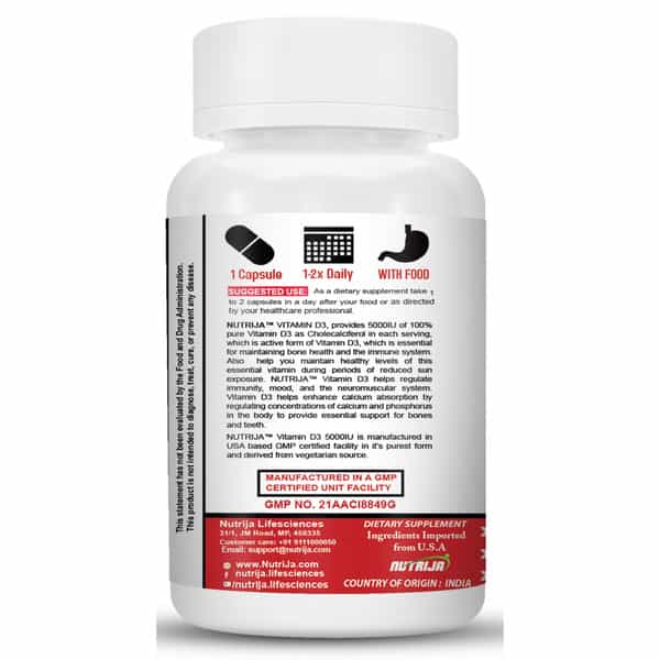 Nutrija Vitamin D3 5000Iu Supplement (120 Capsules)