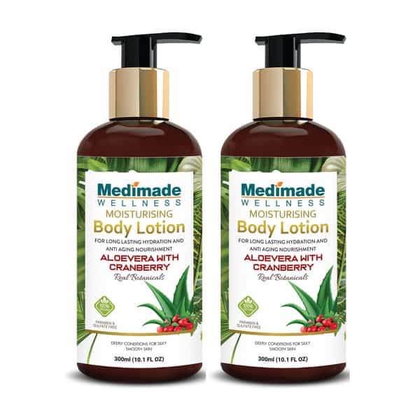Medimade Aloevera And Cranberry Body Lotion - 300 Ml X 2 ( Pack Of 2 )