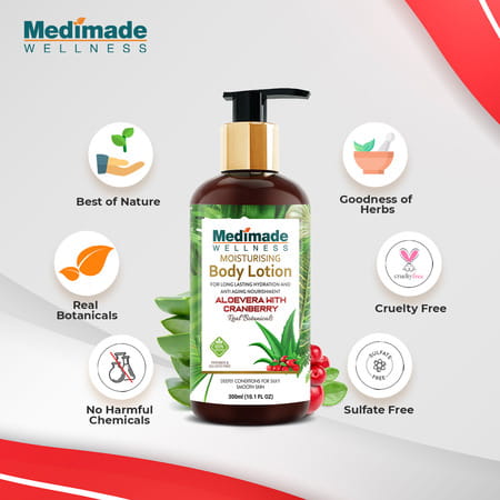 Medimade Aloevera And Cranberry Body Lotion - 300 Ml X 2 ( Pack Of 2 )