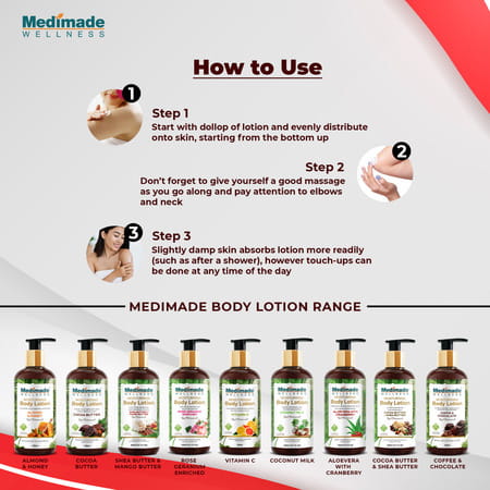 Medimade Aloevera And Cranberry Body Lotion - 300 Ml X 2 ( Pack Of 2 )