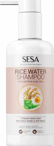 Sesa Rice Water Shampoo With Biotin & Aloe Vera No Sulphates Parabens Or Silicones - 300 Ml