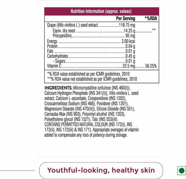 Swisse Ultiboost Grape Seed Supplement With Vitamin C For Healthy Skin - 60 Tablets