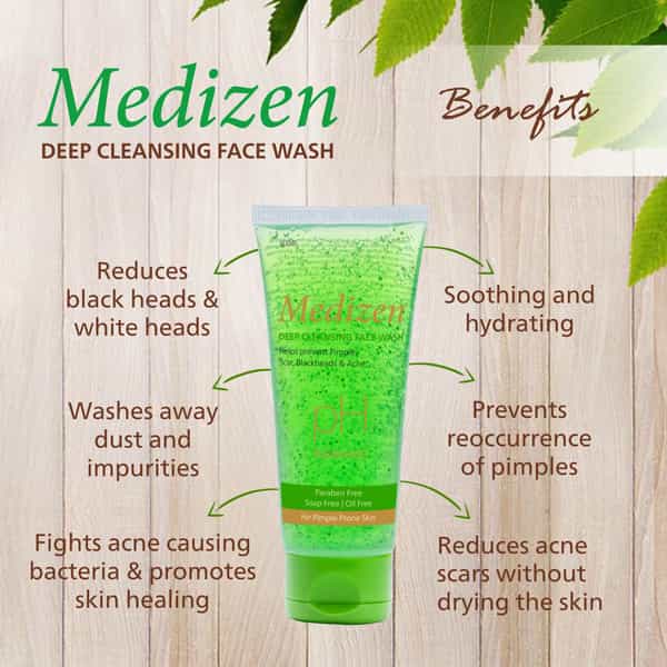Medizen Deep Cleansing Face Wash 100 Ml | Neem & Aloe Vera | Paraben Free (Pack Of 2)