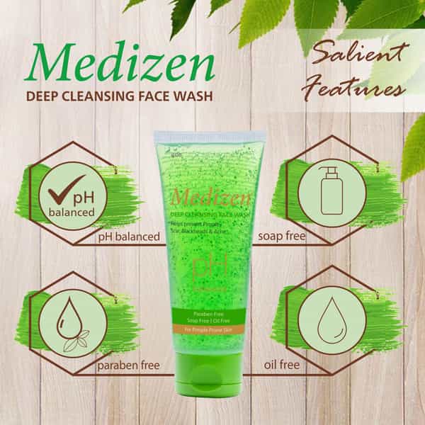 Medizen Deep Cleansing Face Wash 100 Ml | Neem & Aloe Vera | Paraben Free (Pack Of 2)