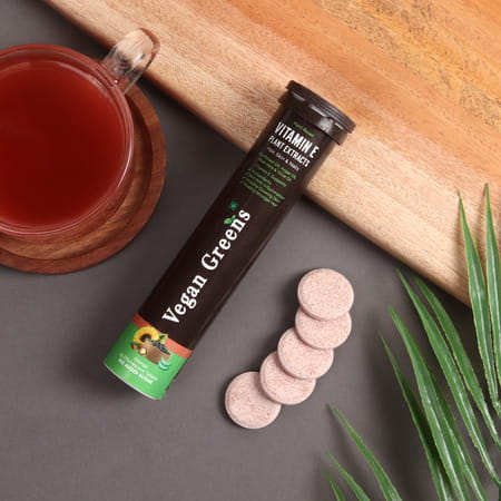 Vegan Greens Plant Based Vitamin E From Sunflower, Aloe Vera, Olive & Argan Oil. 100 Effer., Orange