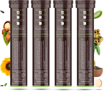 Vegan Greens Plant Based Vitamin E From Sunflower, Aloe Vera, Olive & Argan Oil. 100 Effer., Orange