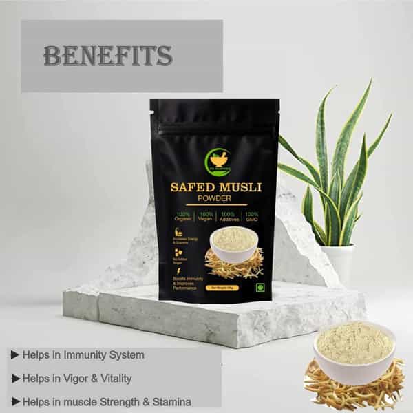 Fij Ayurveda Safed Musli Powder (Chlorophytum Borivilianum) For Men & Women - 100Gm