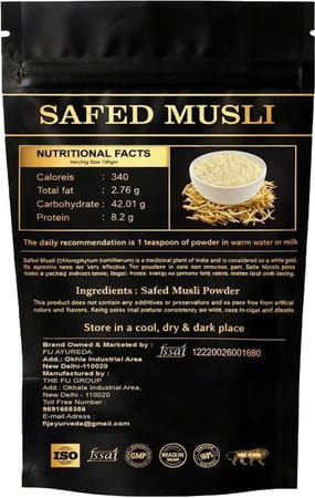 Fij Ayurveda Safed Musli Powder (Chlorophytum Borivilianum) For Men & Women - 100gm