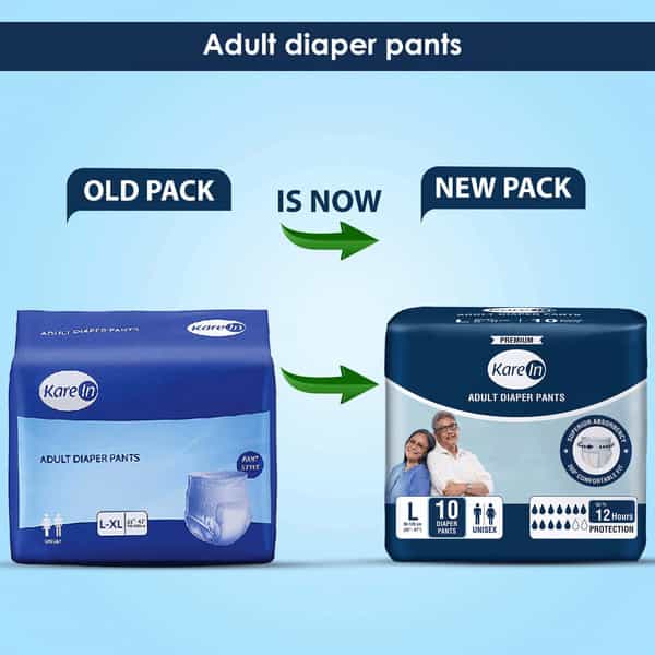 Kare In Premium Adult Diaper Pants Large 90 - 120 Cm (35"- 47") Unisex Elastic Waist 10 Count