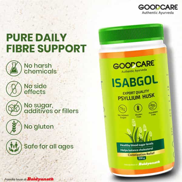 Goodcare Isabgol By Baidyanath | Adults | Psyllium Husk | 200 G | Pack Of 1
