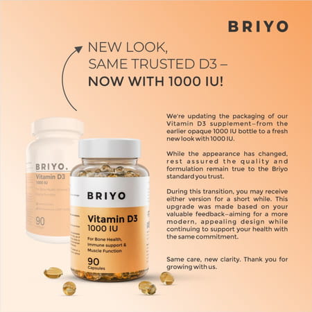 Briyo Vitamin D3 1000 Iu 90 Softgel Capsules