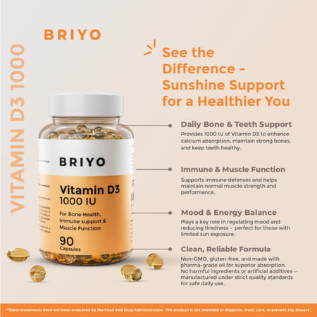 Briyo Vitamin D3 1000 Iu 90 Softgel Capsules