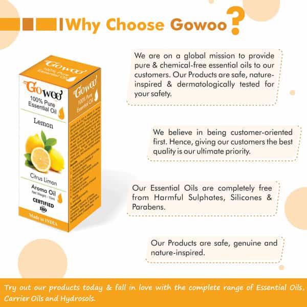 Go Woo 100% Pure Lemon Oil - Virgin & Undiluted 10 Ml
