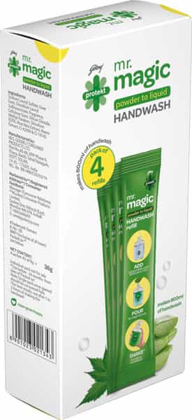 Godrej Protekt Mr Magic Powder To Liquid Handwash Refill - Pack Of 4 (200Ml Each)