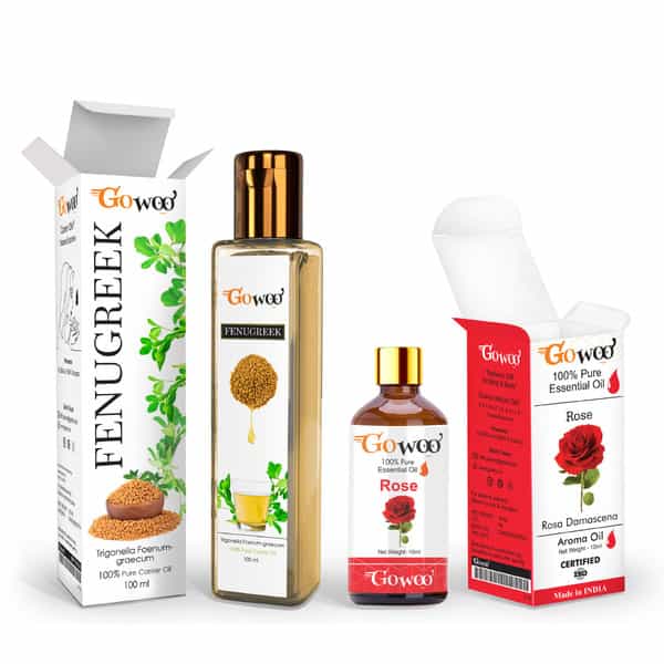 Pack Of 2 Rose Essential Oil & Fenugreek Carrier Oil - 100% Pure & Natural Oil