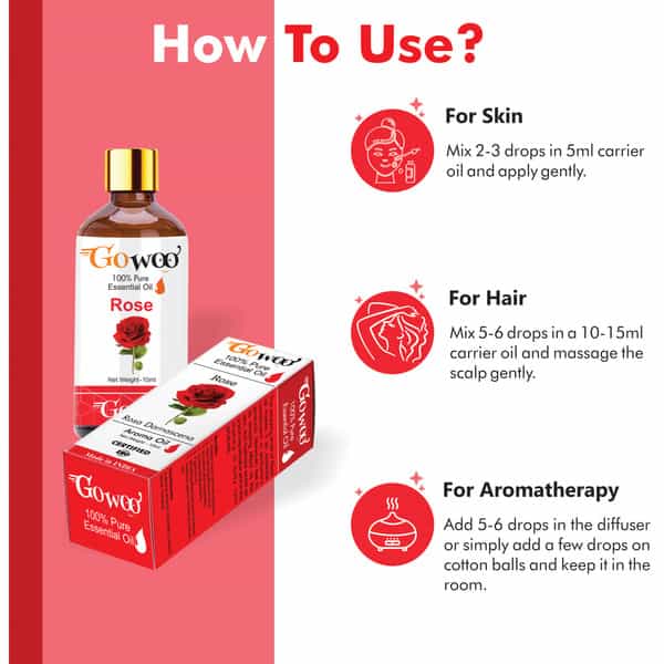 Pack Of 2 Rose Essential Oil & Fenugreek Carrier Oil - 100% Pure & Natural Oil