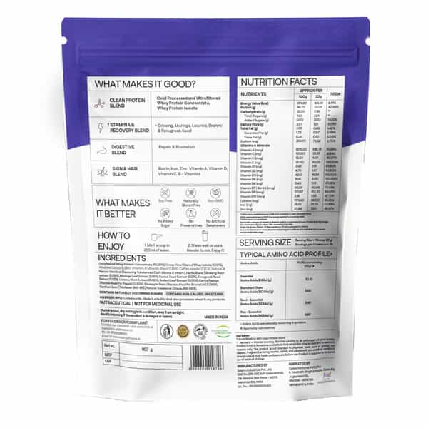 Oziva Protein & Herbs For Men Cafe Mocha 1Kg | For Muscle Building Clean
