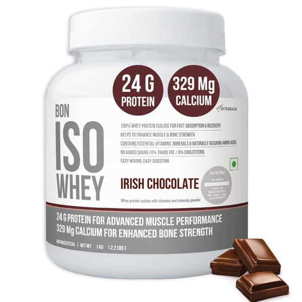 Bon Iso Whey 100% Protein Isolate | Irish Chocolate|24G Protein | 329 Mg Calcium | 5.5G Bcaa|450G