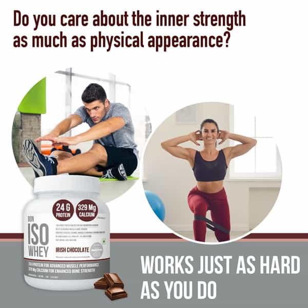 Bon Iso Whey 100% Protein Isolate | Irish Chocolate|24G Protein | 329 Mg Calcium | 5.5G Bcaa|450G